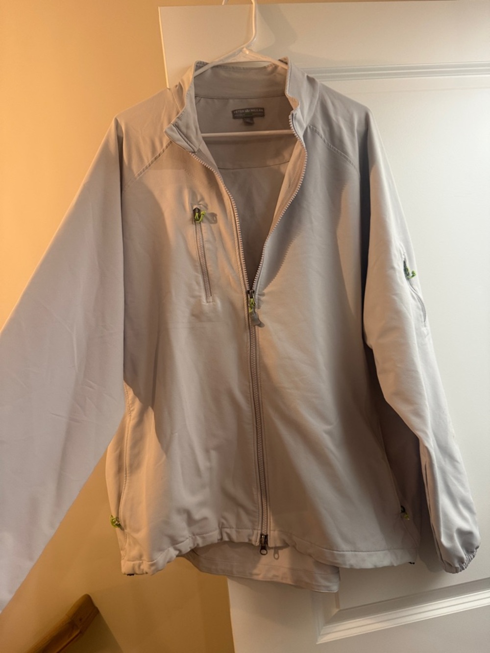 Peter Millar Light Gray Lightweight Jacket with Lime Accents